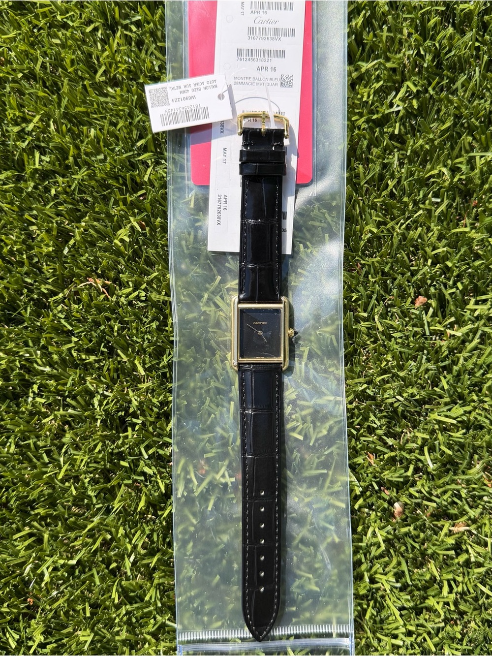 Cartier Black and Gold Rectangular Dress Watch